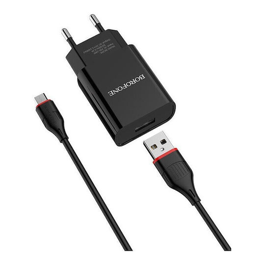 Borofone Charger with 2 USB-A Ports and Cable micro USB Blacks (DBN4)