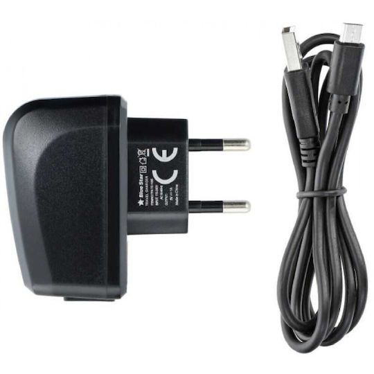 Blue Star Φορτιστής και Καλώδιο micro USB 5W Μαύρος (ML003549)