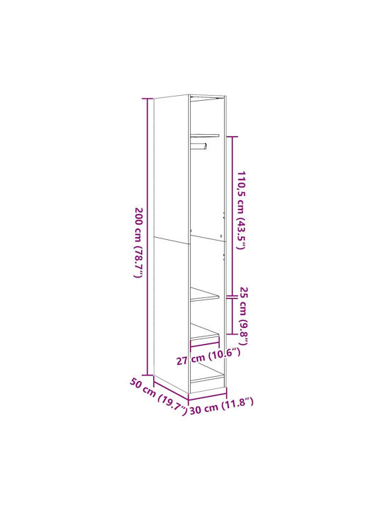 Eingangsmöbel mit Garderobe & Schuhschrank 30x50x200cm
