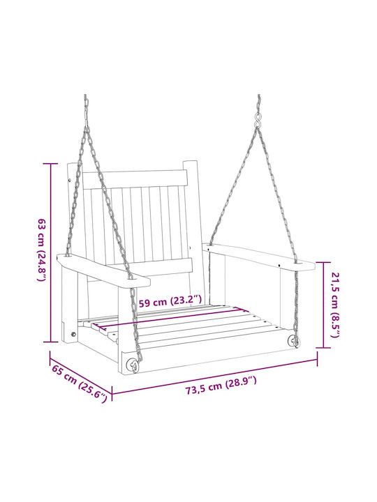 Wooden Swing Brown with 110kg Maximum Weight Capacity L73.5xW65xH63cm