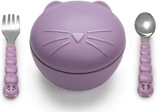 Melii Set de mâncare pentru copii din silicon 0.35lt Violet