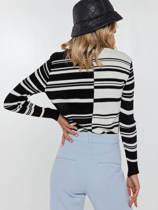 Women's Sweater Turtleneck Striped Green