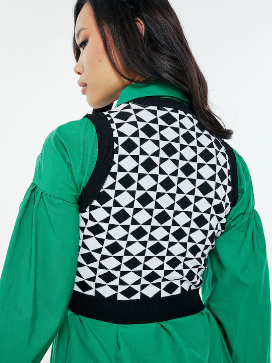 Top Αμάνικο Geo Print Καφέ