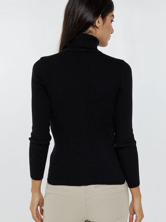 Gerippter Rollkragenpullover in Weiß