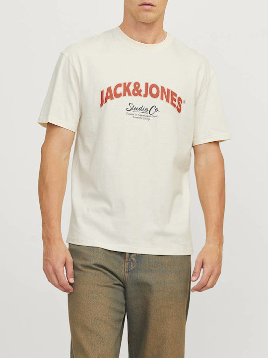 Jack & Jones Ανδρικό T-shirt Κοντομάνικο Antique White Ecru