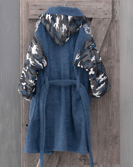 Rythmos Kids Hooded Bathrobe Army Blue