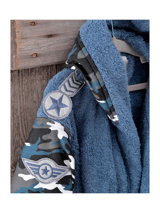 Rythmos Kids Hooded Bathrobe Army Blue