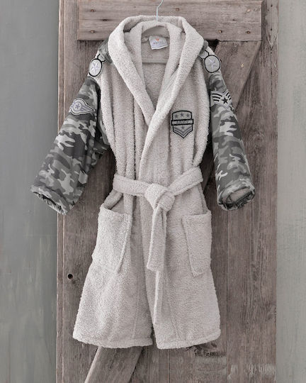 Rythmos Kids Hooded Bathrobe Army Blue