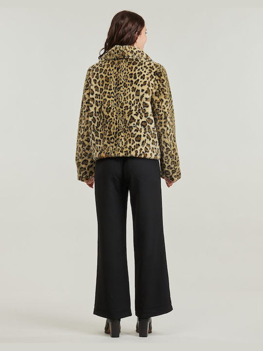 Guess Women's Short Fur Leopard