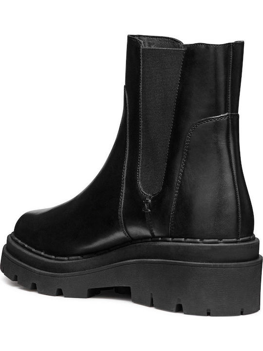 Felleny Leather Women's Ankle Boots with Medium Heel Black