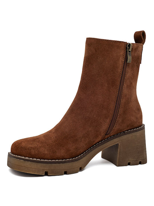 Leder Stiefeletten Damen Braun