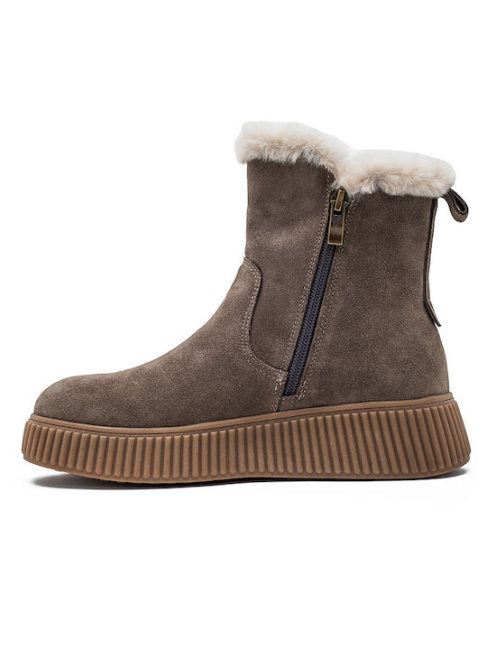 Leder Stiefeletten Damen Braun