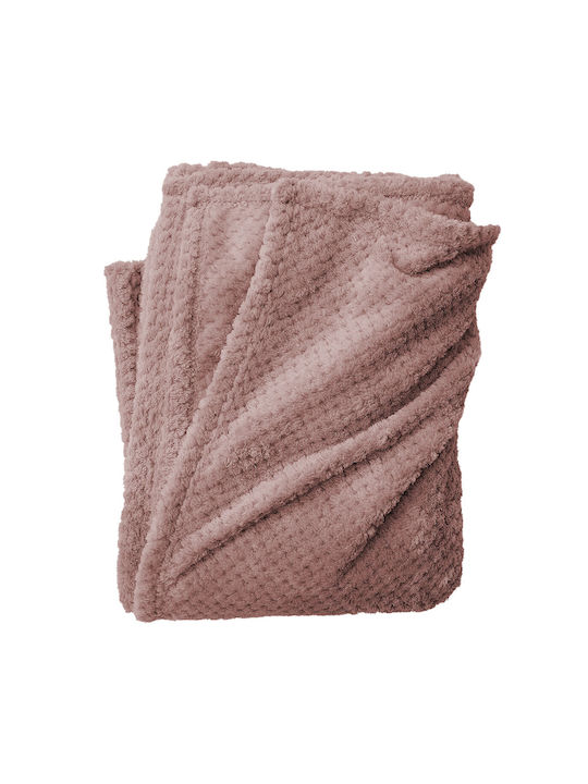 TnS Popcorn Velvet Single Blanket 150x220cm Dusty Pink