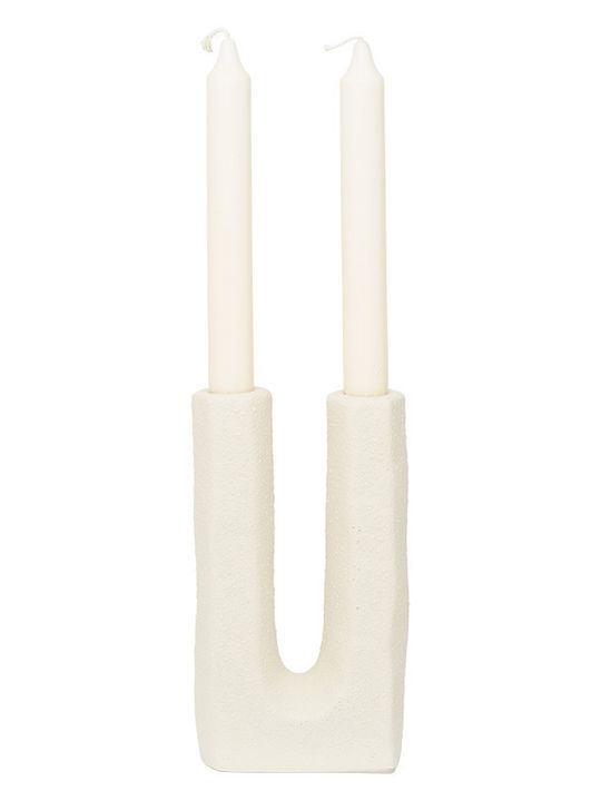 Urban Nature Culture Amsterdam Candle Holder Ceramic in White Color 5x20x20cm 1pcs