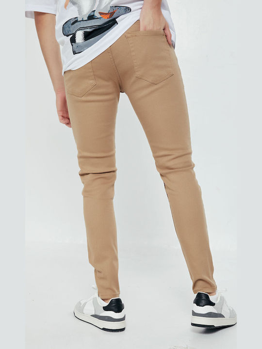 Ανδρικό Παντελόνι Τζιν Regular Fit Straight Μπεζ Σκούρο