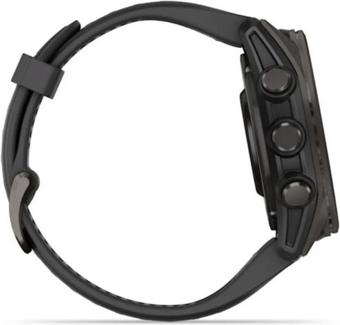 Garmin Fenix 8 Titanium 43mm Waterproof Smartwatch with Heart Rate Monitor (Sapphire, Carbon Grey Dlc Titanium With Black/pebble Grey Silicone Band)