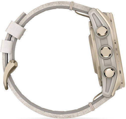 Garmin Fenix 8 Stainless Steel 43mm Αδιάβροχο Smartwatch με Παλμογράφο (Sapphire, Soft Gold with Limestone Leather Band)