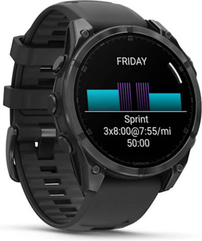 Garmin Fenix 8 Oțel inoxidabil 47mm Rezistent la apă Ceas inteligent cu pulsometru (Slate Grey With Black Silicone Band)