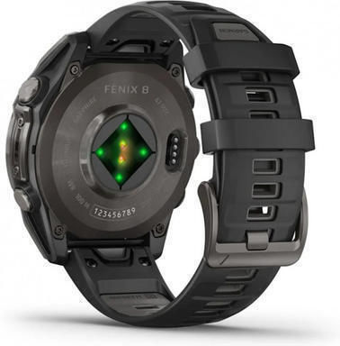 Garmin Fenix 8 Titanium 47mm Waterproof Smartwatch with Heart Rate Monitor (Sapphire, Carbon Grey Dlc Titanium With Black/pebble Grey Silicone Band)