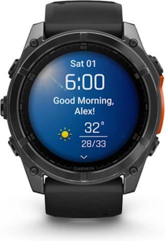 Garmin Fenix 8 Stainless Steel 51mm Waterproof Smartwatch with Heart Rate Monitor (Slate Grey With Black Silicone Band)