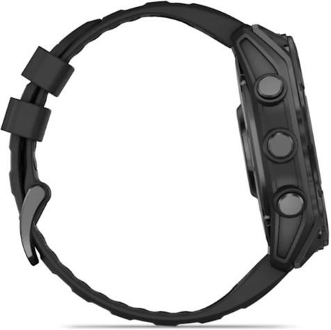 Garmin Fenix 8 Stainless Steel 51mm Waterproof Smartwatch with Heart Rate Monitor (Slate Grey With Black Silicone Band)