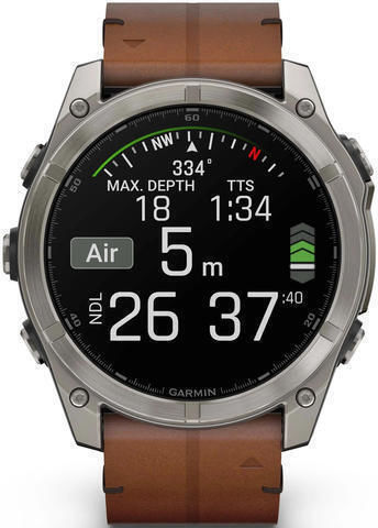 Garmin Fenix 8 Titanium 51mm Waterproof Smartwatch with Heart Rate Monitor (Sapphire, Titanium with Chestnut Leather Band)