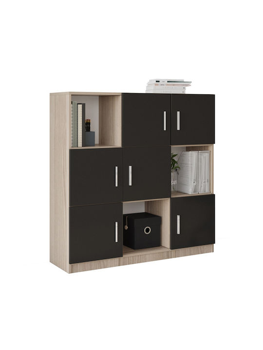 Bibliotecă Elmstead Stejar/Negru 119.9x37.6x121.8 cm