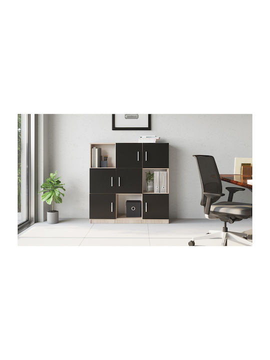 Bibliotecă Elmstead Stejar/Negru 119.9x37.6x121.8 cm