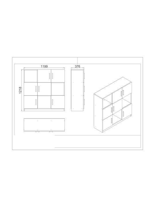 Bibliotecă Elmstead Stejar/Negru 119.9x37.6x121.8 cm