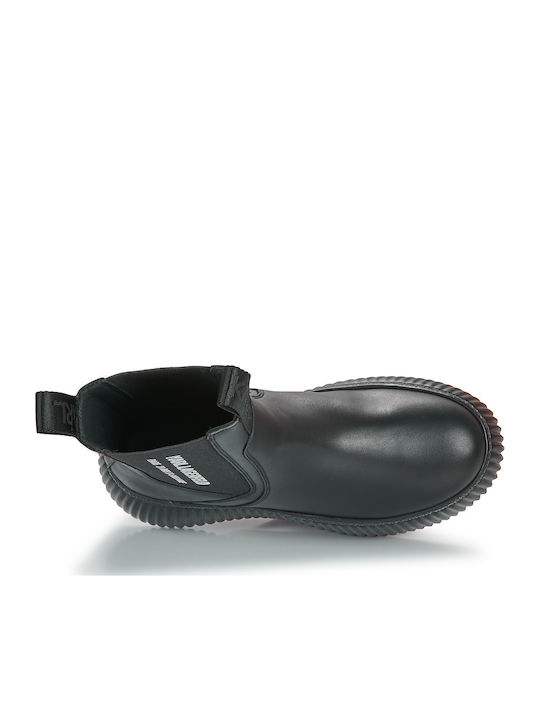Leder Damen Chelsea Stiefeletten mit mittlerem Absatz Schwarz