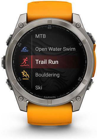 Garmin Fenix 8 Titanium 51mm Waterproof Smartwatch with Heart Rate Monitor (Sapphire, Titanium With Spark Orange/Graphite Silicone Band)