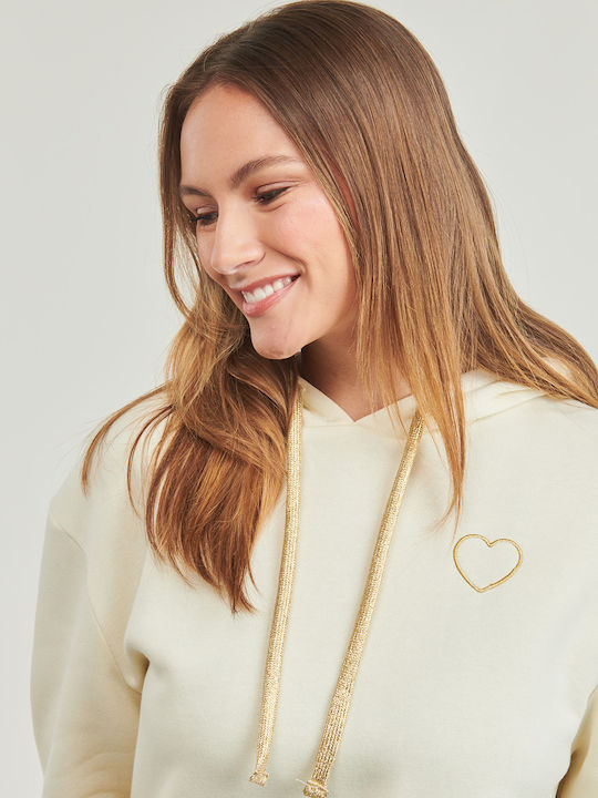 Damen Sweatshirt Kapuzen Beige