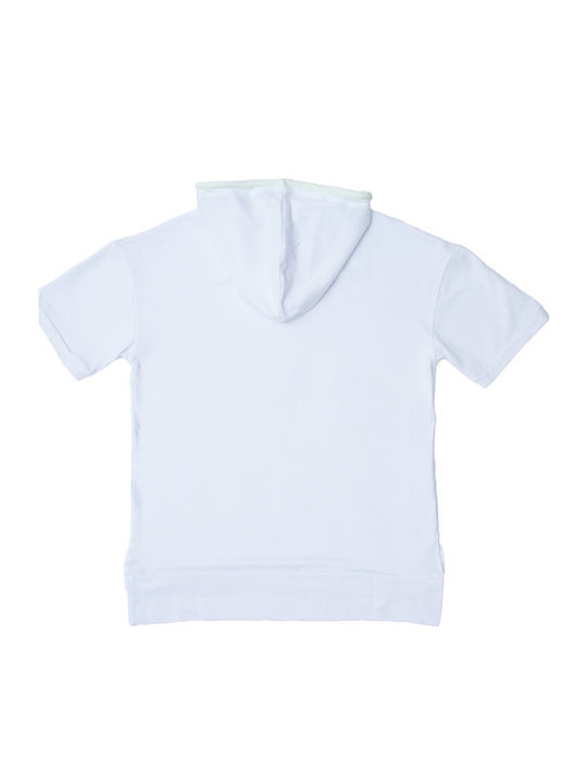 T-Shirt Kind Einfarbig Kapuzen Weiß