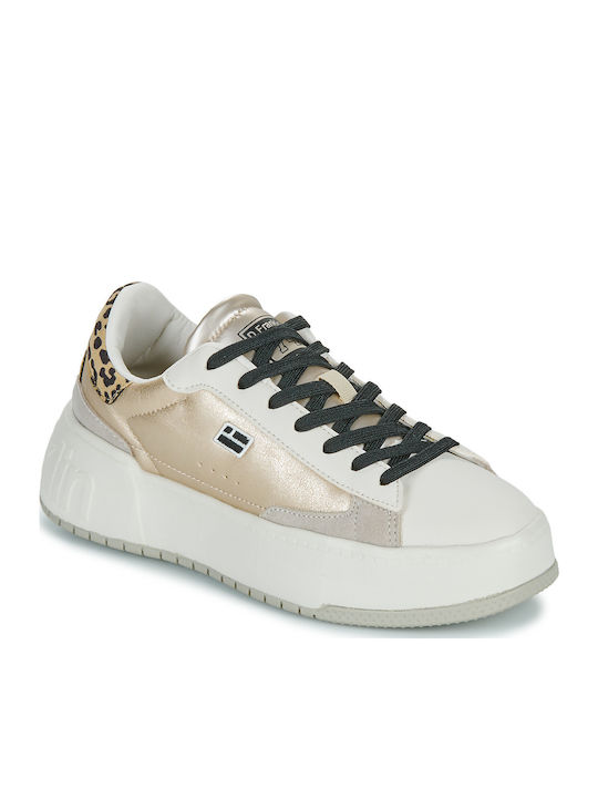 Damen Flatforms Sneakers Gold / Leopard