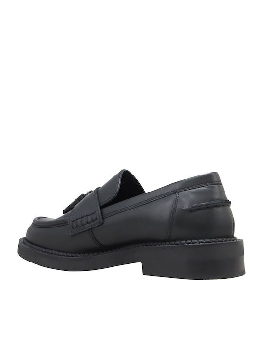 Serilda Δερμάτινα Γυναικεία Loafers σε Μαύρο Χρώμα