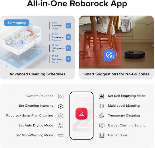 Roborock Q Revo S Robot Vacuum for Vacuuming & Mopping with Mapping and Wi-Fi Black