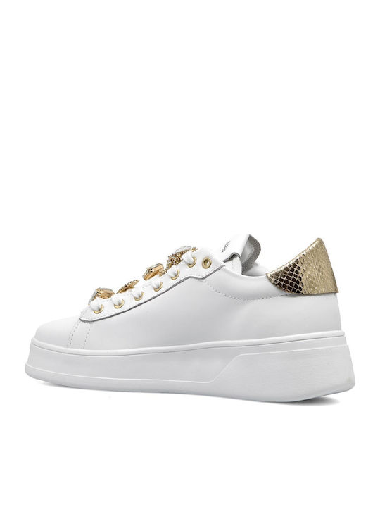 Damen Sneakers White / Gold Snake