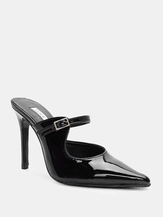 Luigi Heel Mules Black