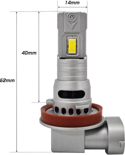 Λάμπες Αυτοκινήτου H11 / H16 Canbus LED 5000K Ψυχρό Λευκό 12V / 10V / 16V 2τμχ