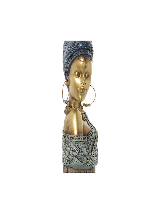 Bust Alexandra House Living Blue Gold Plastic African 10 X 19 X 40 Cm