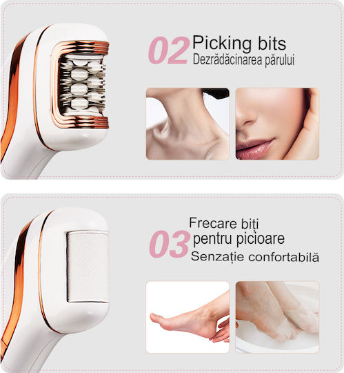 Set Epilator Enzo Beauty 3 În 1 Hm-205 Putere 5w Autonomie 90 Min 3 Capete Epilator Ras Pedichiură Încărcare Usb Alb