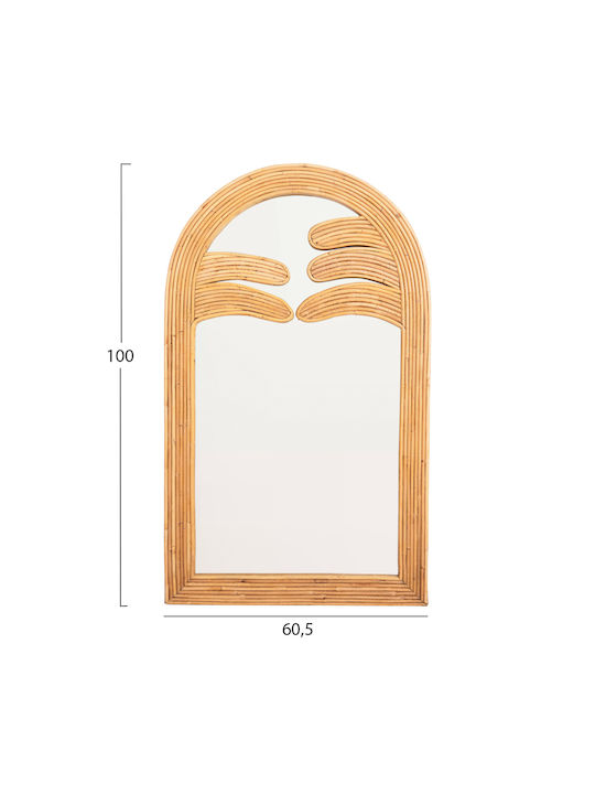 HomeMarkt Reflect Wall Mirror with Beige Rattan Frame 60x100cm 1pcs