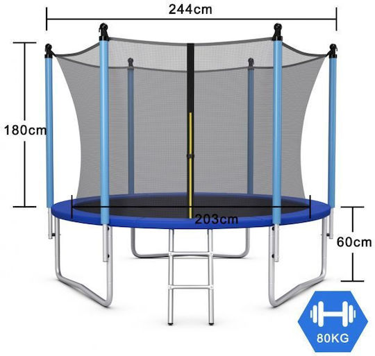 Costway Trampolin Draußen Durchmesser 244cm mit Leiter & Netz