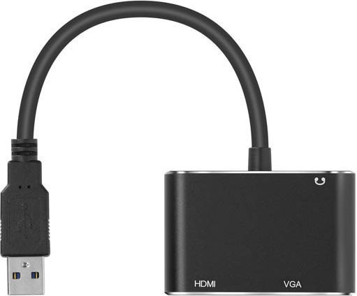 Usb Hub Adapter To Hdmi Vga Female Input 3.5mm Jack Full Hd 1080p Black