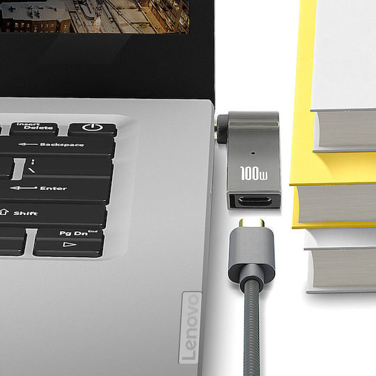USB-C 100W Ladeadapter zu Lenovo 4,0 x 1,7mm Schwarz Stecker Grau
