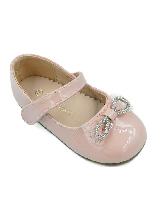 Kids Anatomic Patent Leather Ballerinas with Hoop & Loop Closure Pink