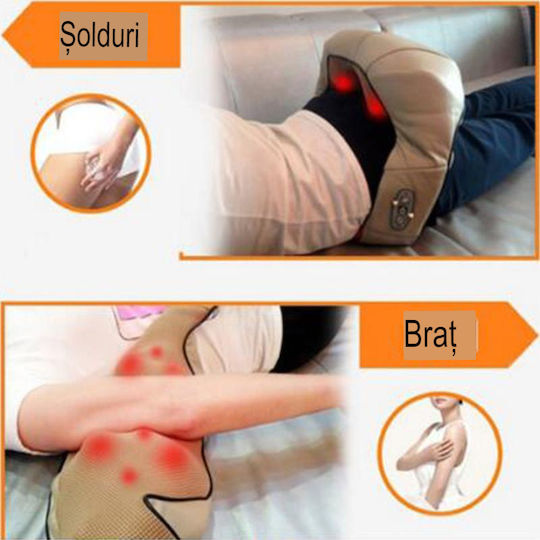 King Pernă de masaj Shiatsu pentru gât, talie, spate, picioare & corp cu căldură infraroșie Gri