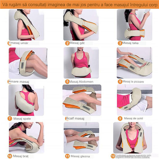 King Pernă de masaj Shiatsu pentru gât, talie, spate, picioare & corp cu căldură infraroșie Gri