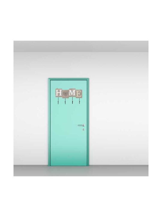 Agățătoare De Perete Din Lemn Cu 4 Compartimente Gri 28x16.5cm