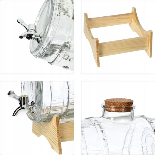Kadax Διανεμητής Ποτού Γυάλινος με Βρυσάκι 3lt